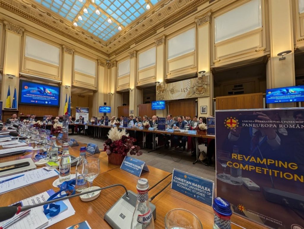 Today at the National Bank of Romania we are discussing "The Future of European Competitiveness". The conference is organised by the International Paneuropean Union and addresses 14 key topics from pa